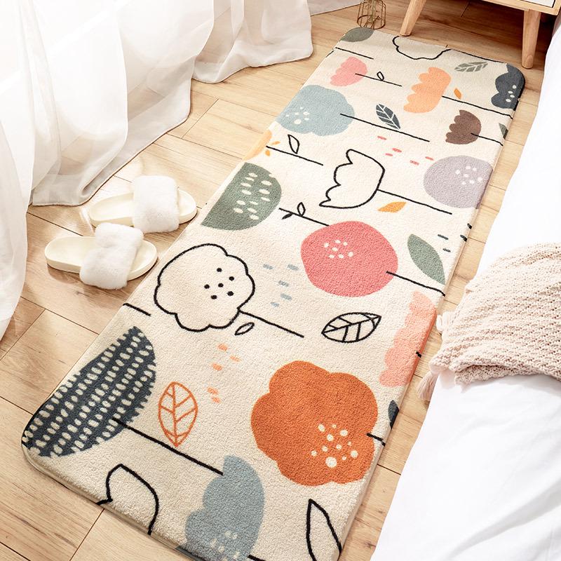 Scandinavian Ins Style Indoor Carpet Faux Cashmere Bedroom Living Room Carpet Full Laying Non-slip Sofaj Foot Mat