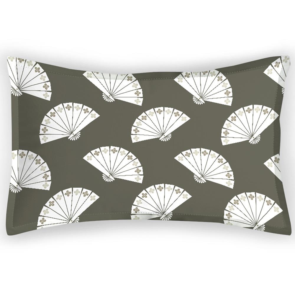 Silk Summer Cool Pillowcase Gray Pattern Digital Print Japanese Simple Pillowcase Polyester Satin Shading Pillowcase