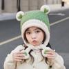Kids Knit Hat With Heart Ears For Winter Warmth And Wind Resistance