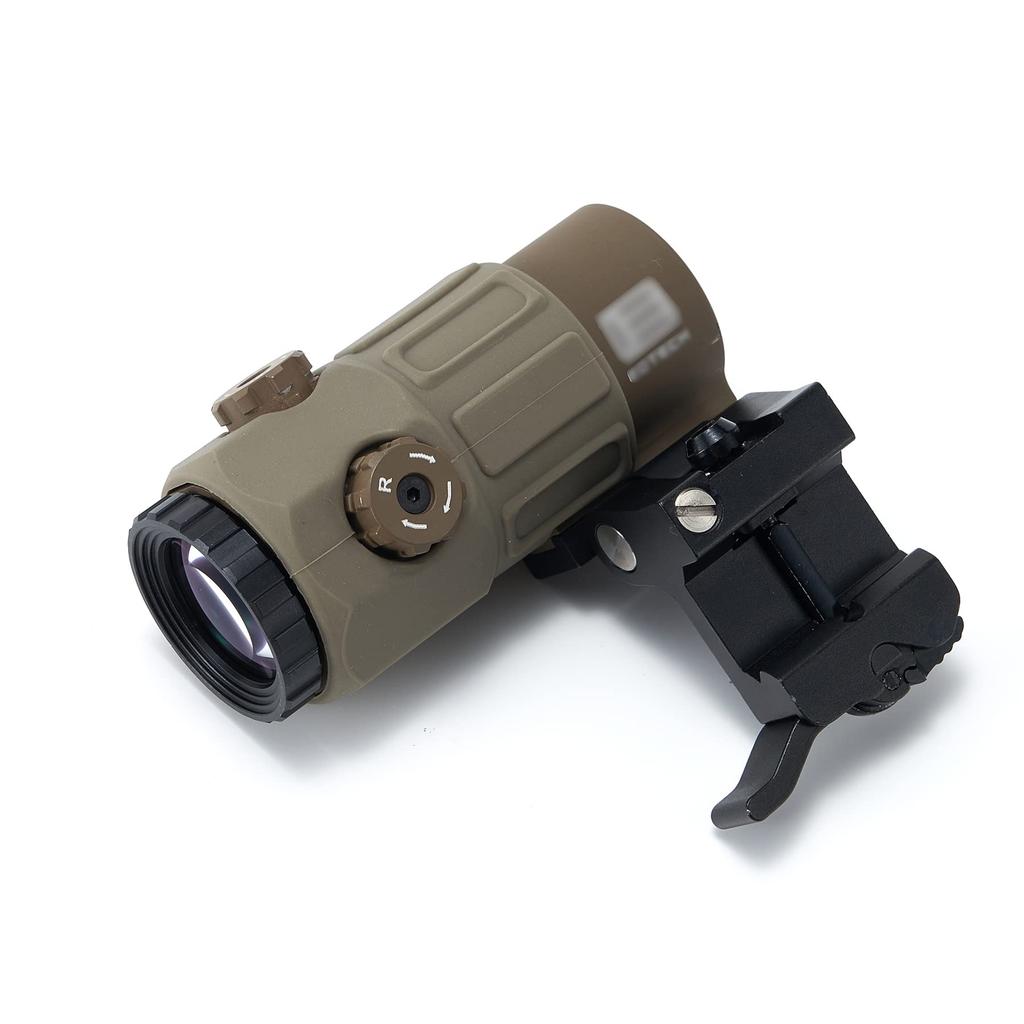 EO G45 Type Magnifier, Real Engraving, Replica, Black, EXPS G45 STS Mount, 5x Magnifire Booster Scope, Tan
