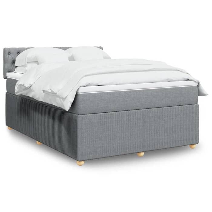 VidaXL Slat Bed Base with Mattress Light Grey 160x200cm Fabric 3287514