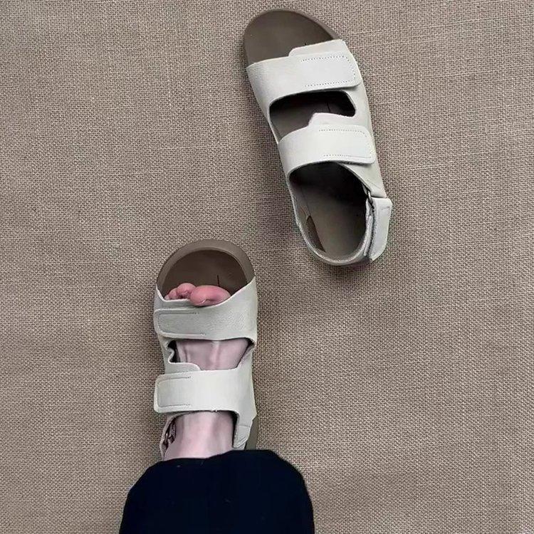 Sheepskin version platform shoes versatile retro word sandals wear casual beach cool slippers women