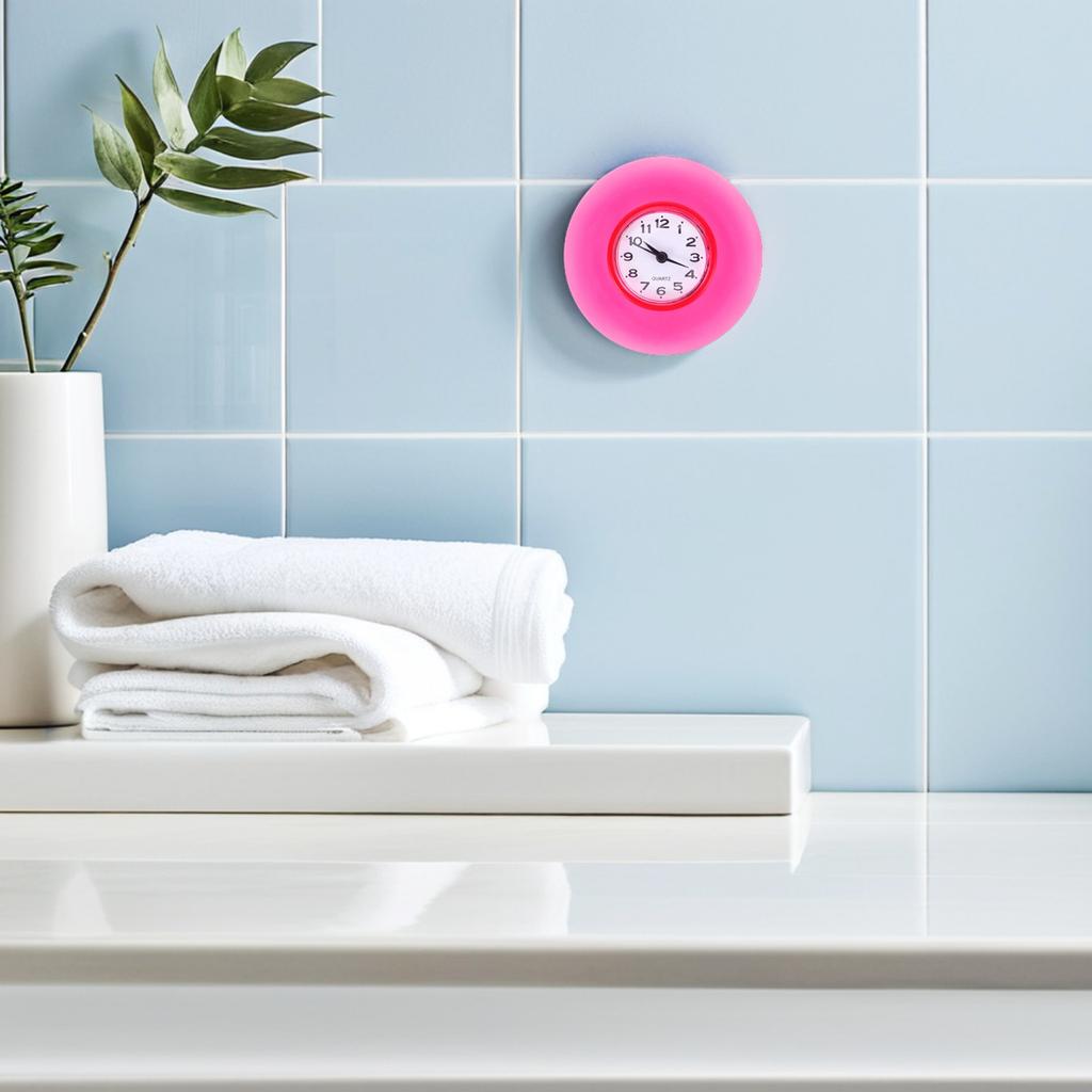 Suction Cup Bathroom Clock Waterproof Fog Resistant Mirror Display Clear Time Reading for Shower Wall Mounted Silent Timer