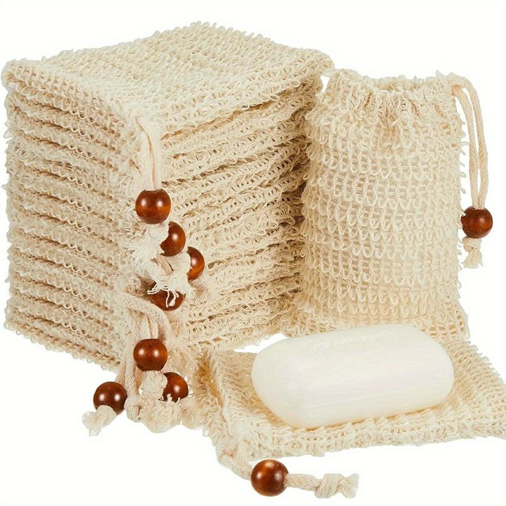 Natural Sisal Soap Bags Shower Bath Exfoliating Soap Saver Pouch Holder for Bath & Shower Use Soap Packaging Mesh Bags