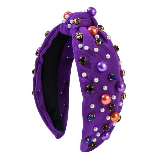 Halloween-themed Headband Faux Pearls Rhinestones Decor Widen Design Hair Hoop Adult Knot Headband Hair Accessories