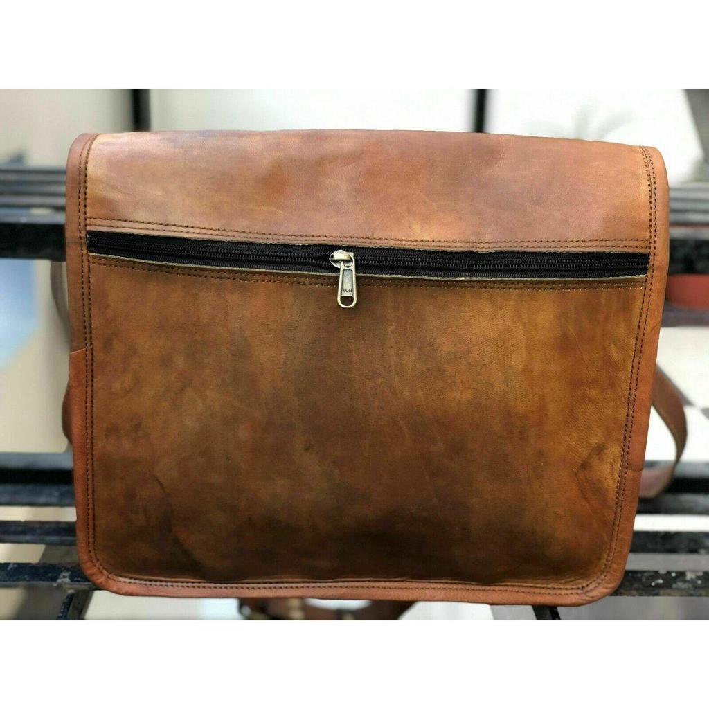 Echte Vintage Leder Umhängetasche Schulter Messenger Laptop Aktentasche Herren Tasche