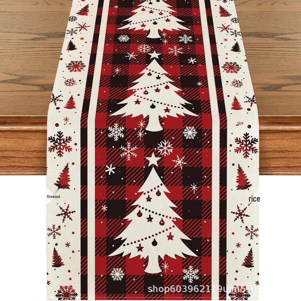 Christmas Table Runner with Santa and Tree Design