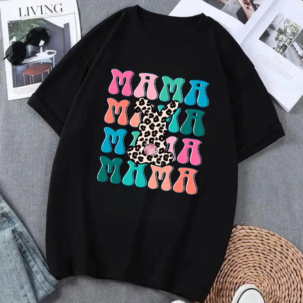 Unisexs Harajuku Easter Bunny Graphic Tees Colorful Letter Leopard Print Designs For Spring Holiday Outfits