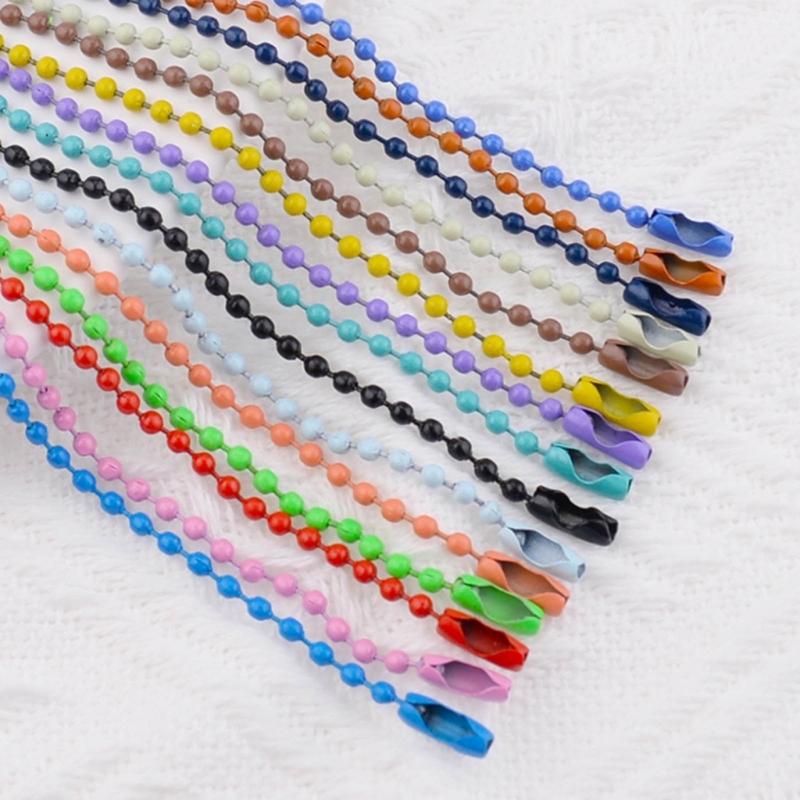 Pack of 100 Assorted Color Beaded Chains Stylish Keychain Accessory Colorful Small Ball Beads Chain with Connectors