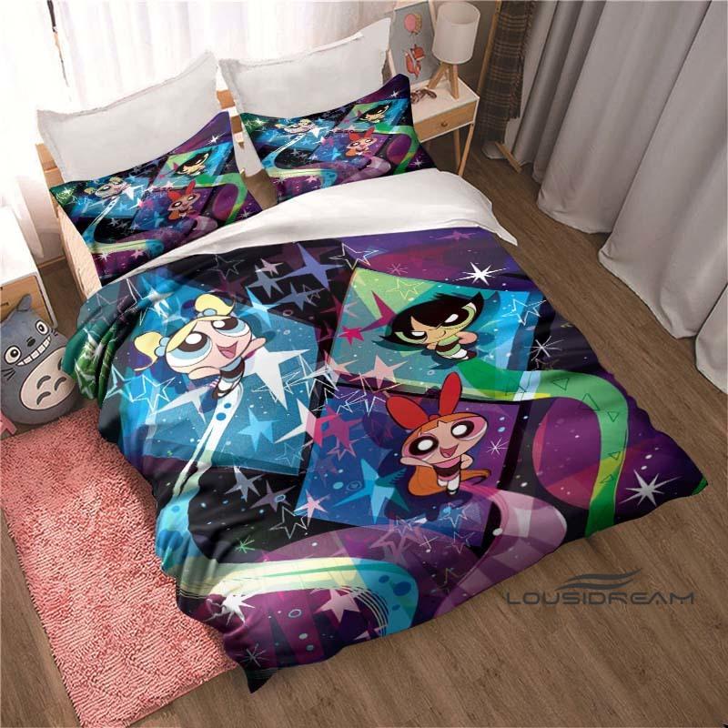 

3D The Powerpuff Girls Season Cartoon Bedding 3-Piece Set — Featuring Printed Duvet Covers and Pillowcases. Soft and comfortab 135x200cm
