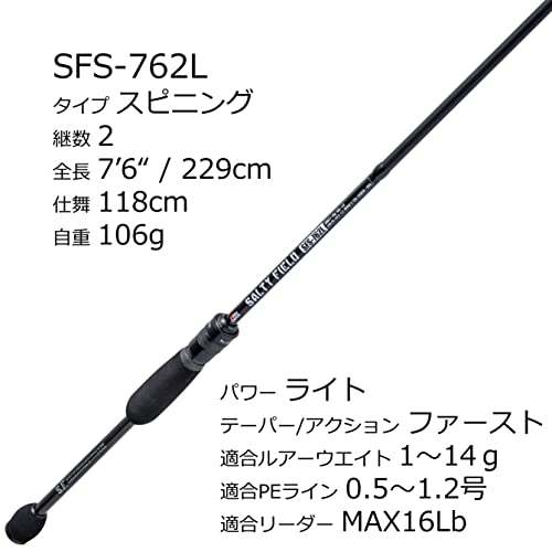 AbuGarcia Saltyfield SFS-762L Fishing Rod for Rockfish and Light Game Fishing