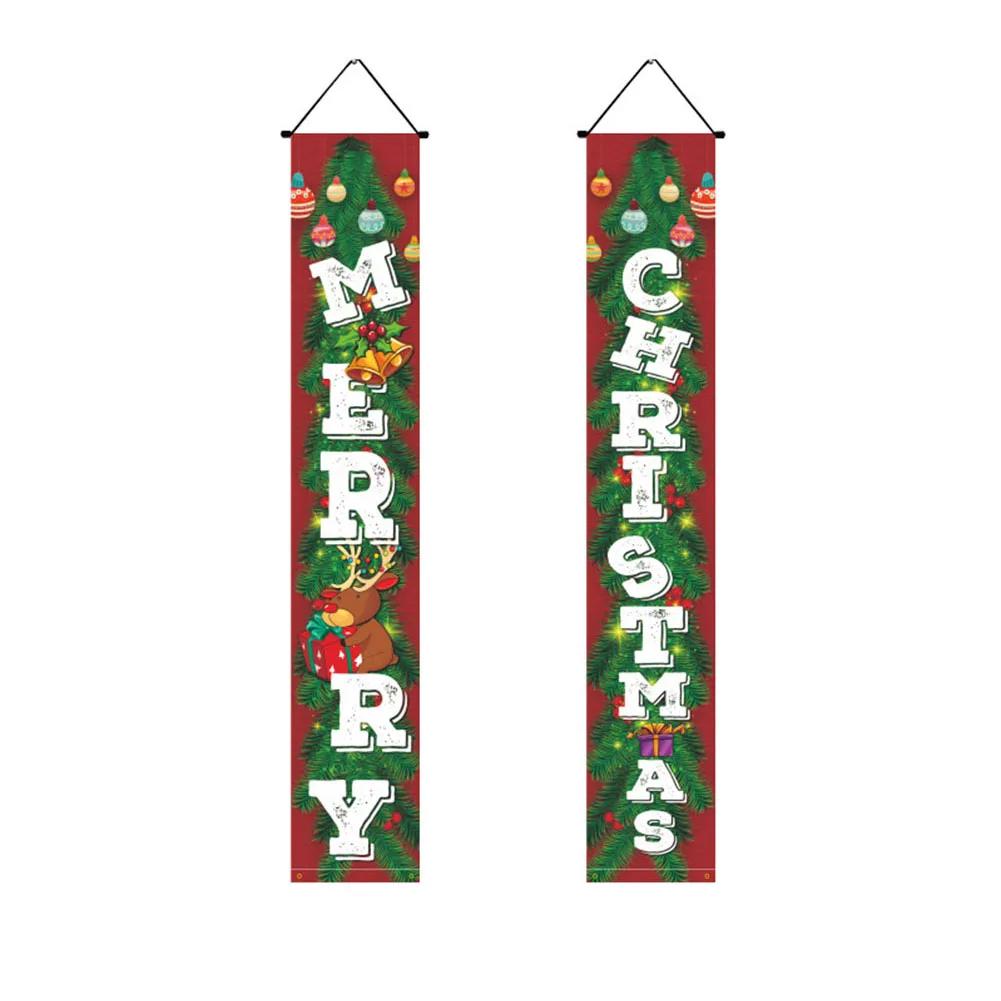 1pc Christmas Couplet Set Decorations Banner Xmas Porch Door Sign Welcome Belt For Christmas Party Home Decoration Accessories