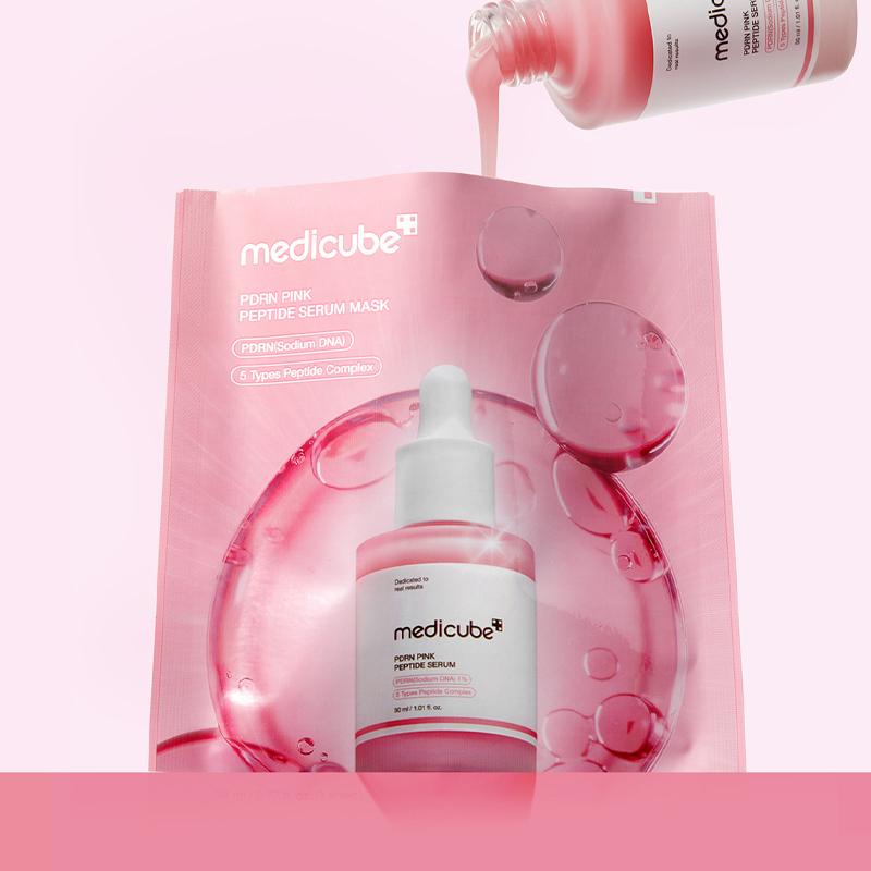 Medicube PDRN Rosa Peptid Serum Maske 5 Stück