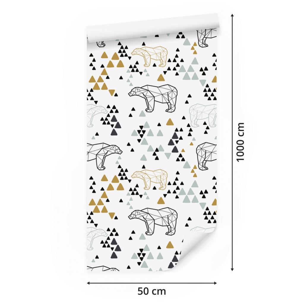 Geometric bears wallpaper for living room and bedroom 50x1000
