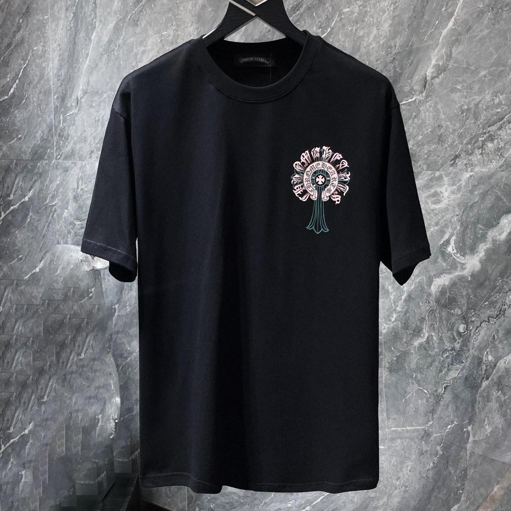 8737 CHROME HEARTS 2025 Vară nouă de înaltă calitate din bumbac, guler rotund, vrac, mărime mare, tricou pentru bărbați și femei, tricou pentru cupluri