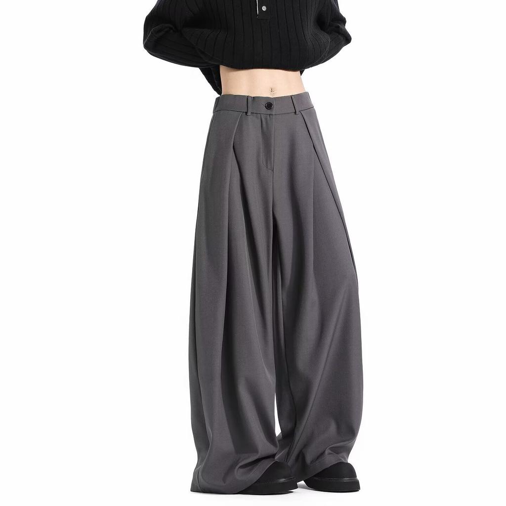 High-end pleated and drape trousers men's high-end loose and versatile wide-leg casual trend light luxury versatile straight trousers