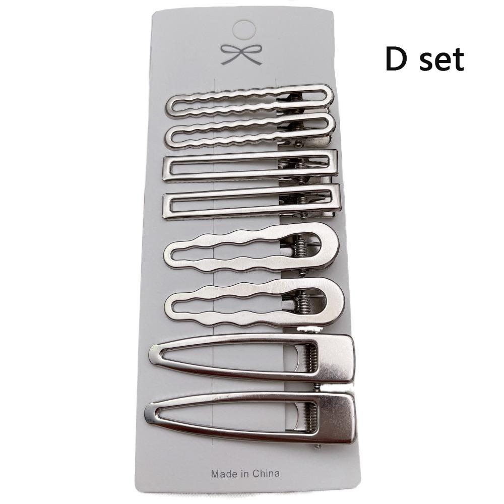 8Pcs/Set Duckbill Clip Girls Hairpins Vintage Silver Bangs Barrettes Trendy Hairclip  Women Girls