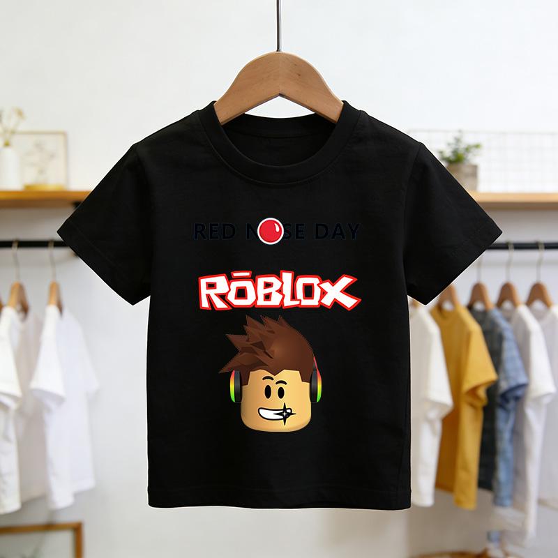 Футболка Roblox Летняя Мода Топ с Коротким Рукавом Футболка Топы для Мальчиков и Девочек Летние Игровые Уличная Одежда Белые Детские Футболки 100 чёрный