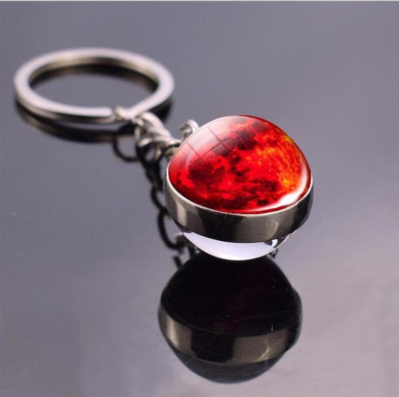System Galaxy Planet Solar Keyring Nebula Space Keychain Moon Earth Sun Mars Art Picture Double Side Glass Ball Key Chain