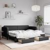 Vidaxl Extendable Sofa with Drawers, Black, 80X200 Cm, Fabric