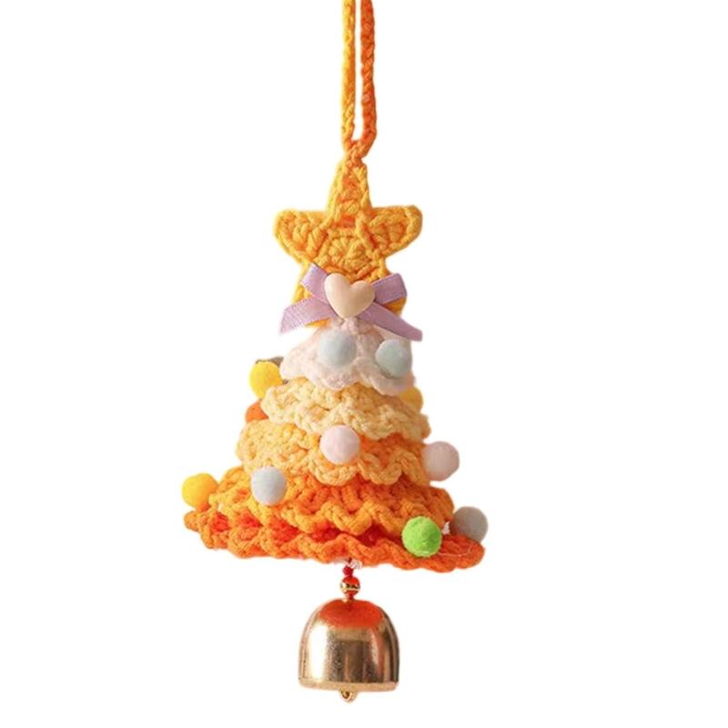 Christmas Car Hanging Ornament Hand Knitted Christmas Tree Shape Hanging Decoration For Bedroom Door Vehicles Interiors