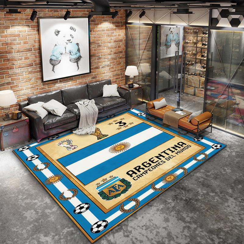 World Cup Football Pattern Square Carpet,Area Rug,Carpet Rug for Living Room Bedroom Sofa Playroom Decor,Non-slip Floor Mat,Holiday Birthday Gifts
