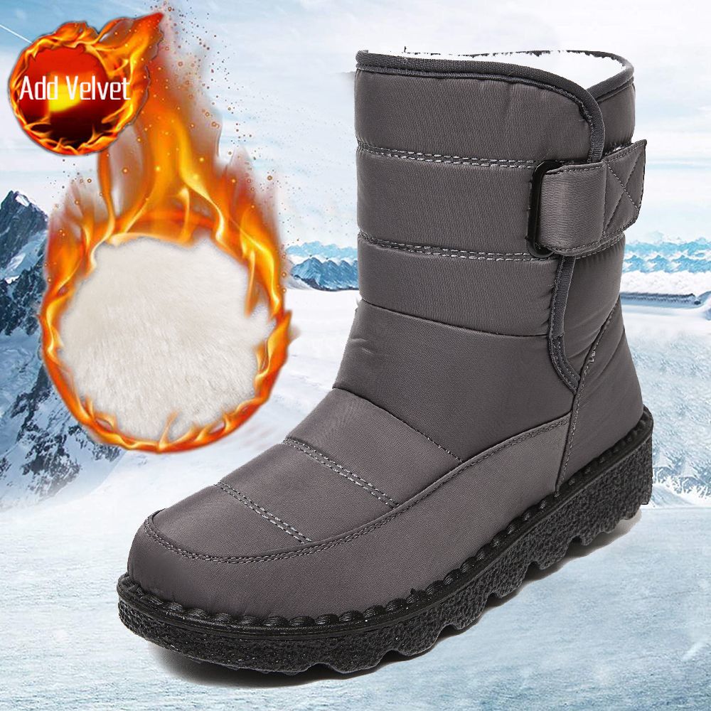 Modische Übergröße Warme Wasserdichte Schneestiefel für Damen Winter Plateau Stiefeletten Bequem und Elegant Lamm Trend 2025 Goth Damen Schuhe
