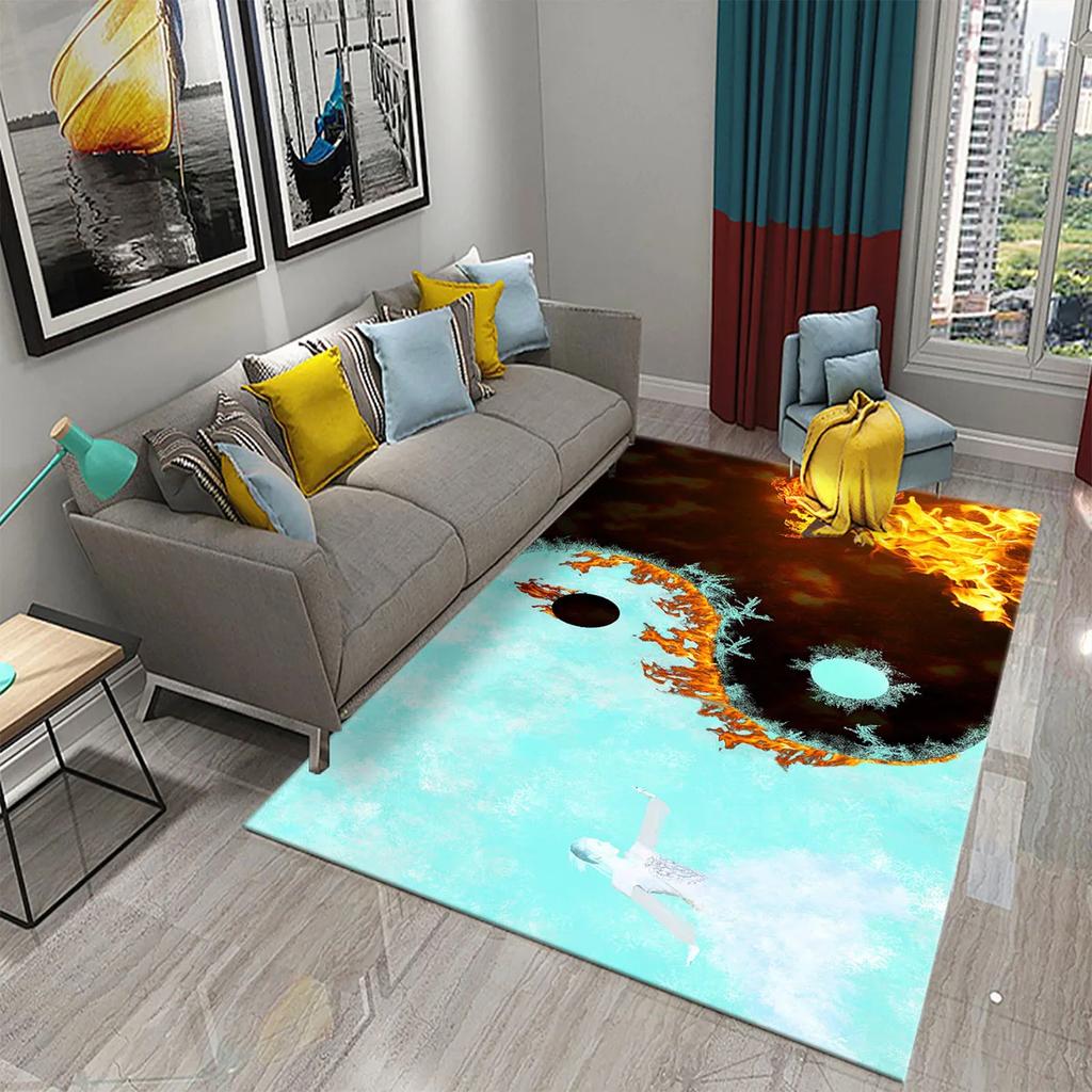 3D Yin Yang Carpet Black and White Rugs Bathroom Door Non-slip Mat Porch Living Room Kitchen Door Mat Bedroom Balcony Decor Mat