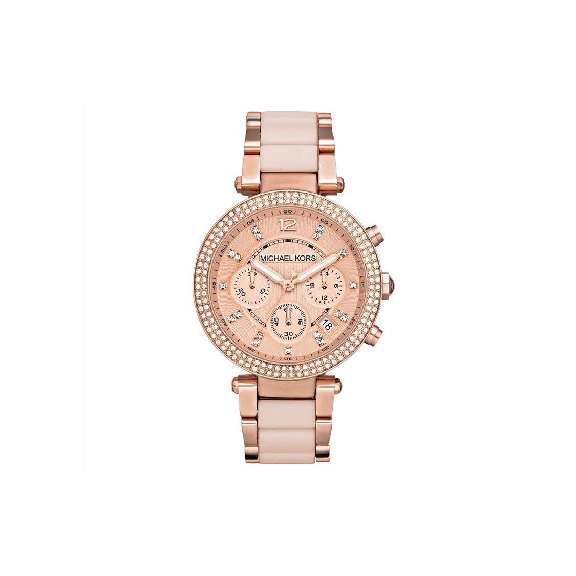 Michael Kors Quartz Watch Stainless Steel Strap Rose Gold Dial Starry Sky Three Eyes Women watches MK5896 Rose Gold Watch Dial