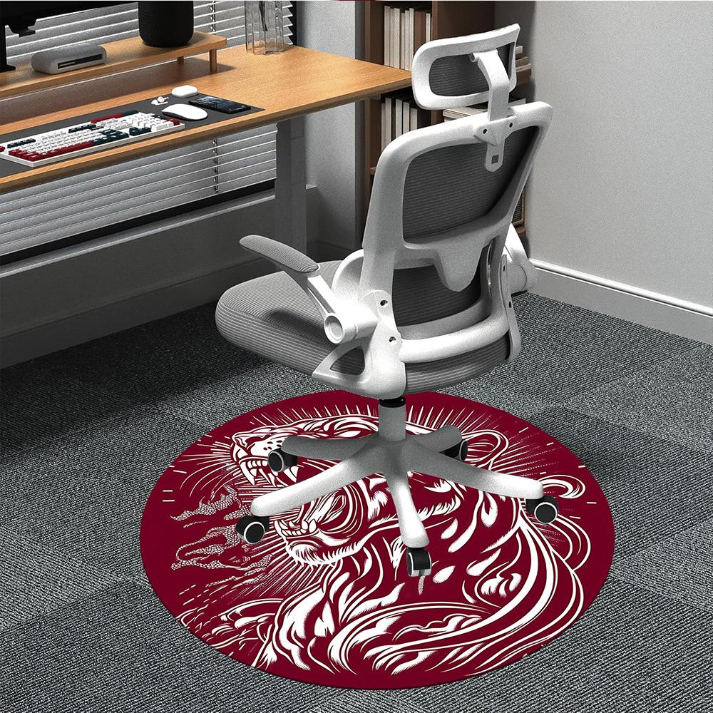 

1PC Tiger Wildcat Office Round Area Rug, Indoor Mat Suitable For Office, Under Office Chairs Bedroom Living Room Home Decor, Room Deco 199 80cm by 80cm
