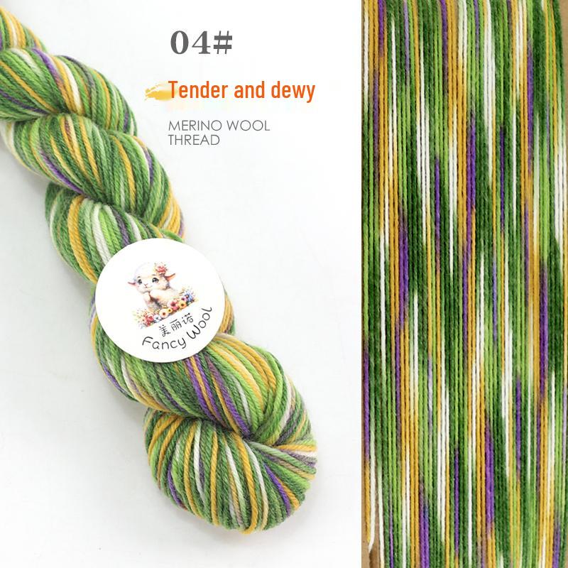 Hand-Dyed Variegated Wool Yarn: Ideal for DIY Knitting, Medium-Thickness Cotton, and Wool Blend for Hats and Scarves