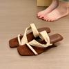 Summer New Fashionable and Versatile Niche Design Sense Retro Wedge Sandals Square Toe Open Toe High Heel Sandals and Slippers
