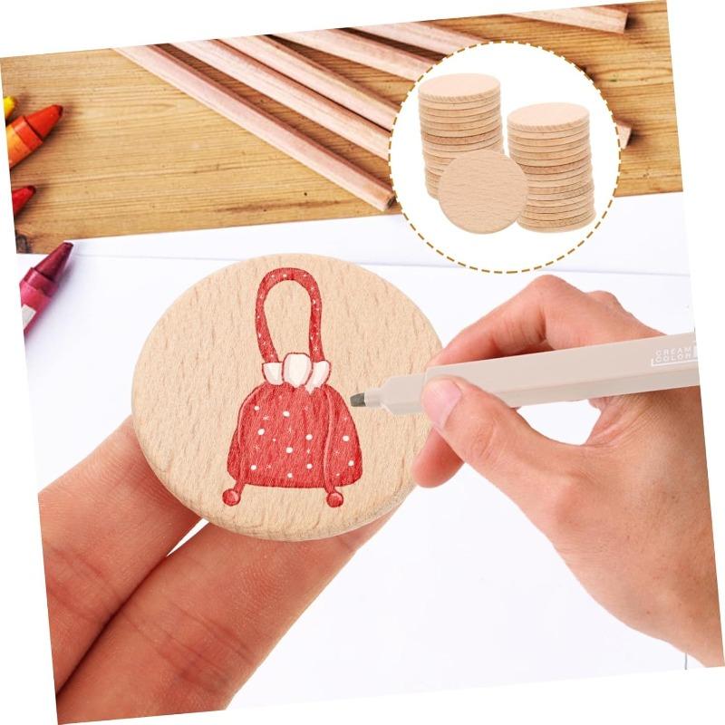 10/20/50/100pcs 3cm Unfinished Wood Slices Round Disc Circle Wood Pieces Wooden Cutouts Ornaments for Craft and Decoration