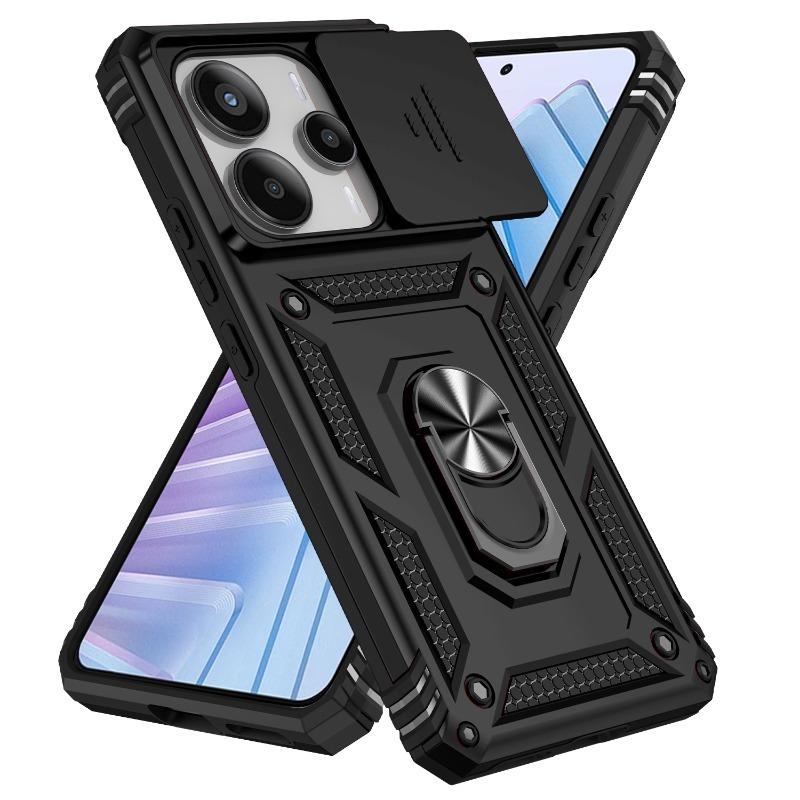 Suitable for Xiaomi Redmi Note 10 11 13 14 Pro Phone Case Car Magnetic Ring Bracket Sliding Camera Lens Armor Shockproof Case