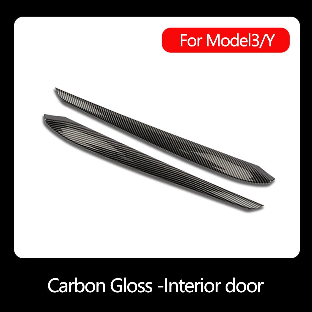 For Tesla Model 3 Y 2021-2023 Car Dashboard Cover Carbon Fibre ABS Door Dash Trim Panel Interior Accessories Sticker Car Gadgets Door Carbon Gloss