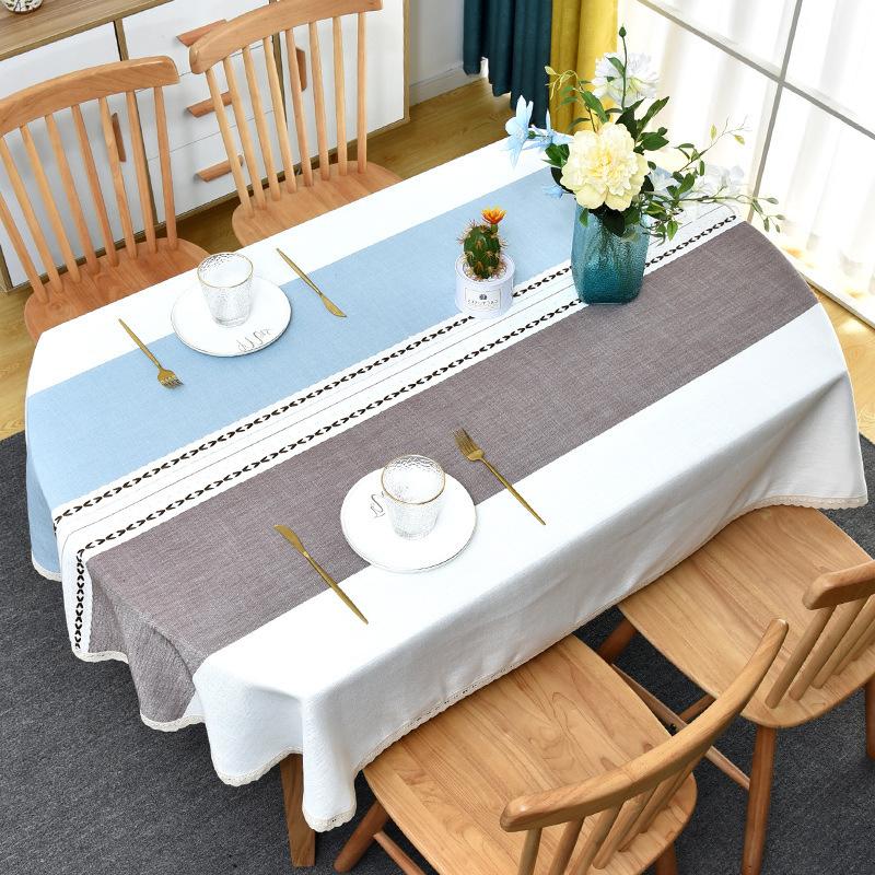 Stoffen Tafelkleed Ovaal Eettafelkleed Afgeronde Hoeken Opvouwbaar Intrekbaar Tafel Katoen en Linnen Japans Klein Fris Koffietafel oval 140*200cm