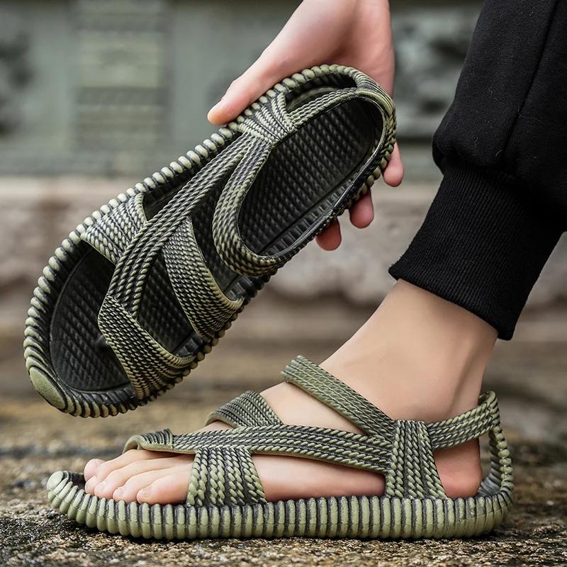 

Fashion Summer Men s Straw Sandals Mens Casual Shoes Personality Wear-resistant Sandal for Men Outdoor Beach Flip-flop 36-37