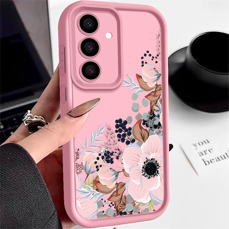 Flower Print Case For Samsung Galaxy S25 S24 S23 S22 Ultra S21 S24 FE A55 A54 A34 A15 A14 A35 A52 A53 A25 A16 5G Soft TPU Cover