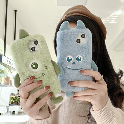 Plush Cartoon Blue Monster for IPhone 16 Promax Phone Case Autumn/winter 15 for Apple 14 Cute 13 Female