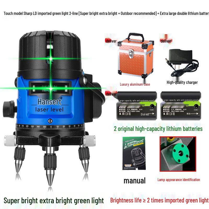 High Precision Automatic Infrared & Green Light Laser Level with 2, 3, 5-Line Projection