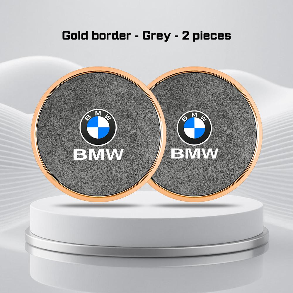 For BMW X1X2 X3 X5X4 X6 X7 1 3 5 7 Series F40 E90 G20 G30 i7 i8 2Pcs Leather Car Coaster Anti-slip Pad Water Cup Mat Accessories ulbn07
