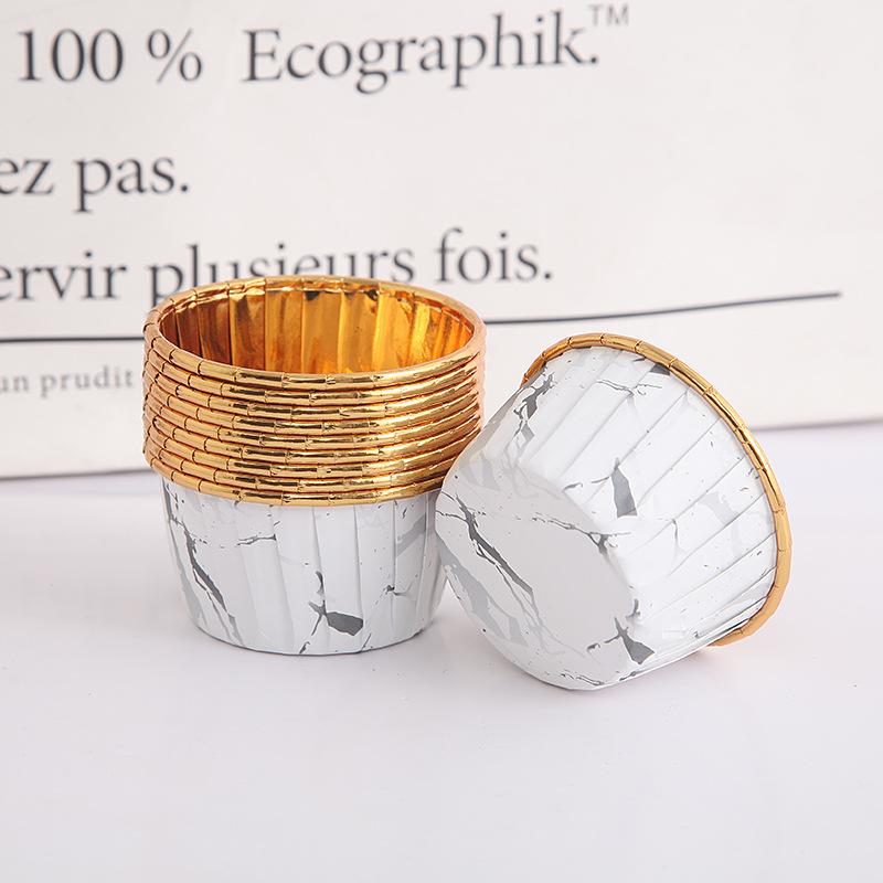 Roll Mouth Cup High Temperature Resistant 50 PCs Thick Baking Cup Baking Cups Medium Large Cake Gold and Silver Cake Paper Cups