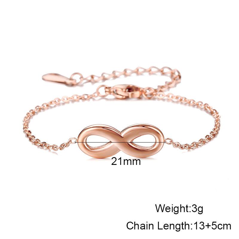 Custom PVD 18K Gold Plated Stainless Steel Chain Link Infinity Love Sign 8 Bracelet for Women Girls