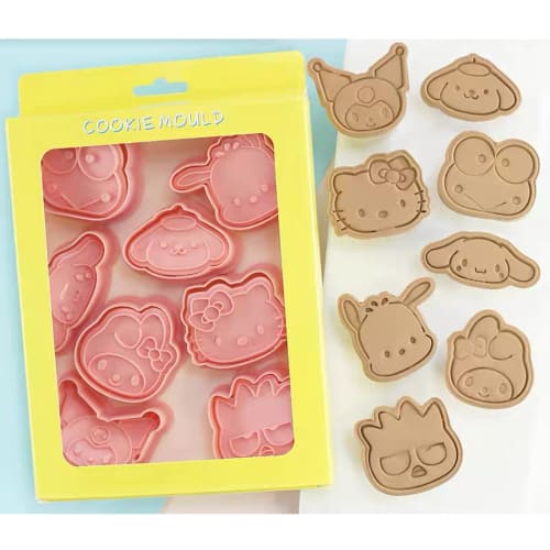 Set of 8 Hello Kitty Cookie Molds, Sanrio Cookie Molds, Cookie Cutters for Biscuits, DIY Baking, Press-Type Cookie Molds, Kitchen, Kids, Prizes, Lunch