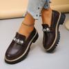 Women's Wide Width Pearl Decorated Loafers, Solid Color Fashion Oxford Shoes, European Style Dressy Casual Slip-Ons