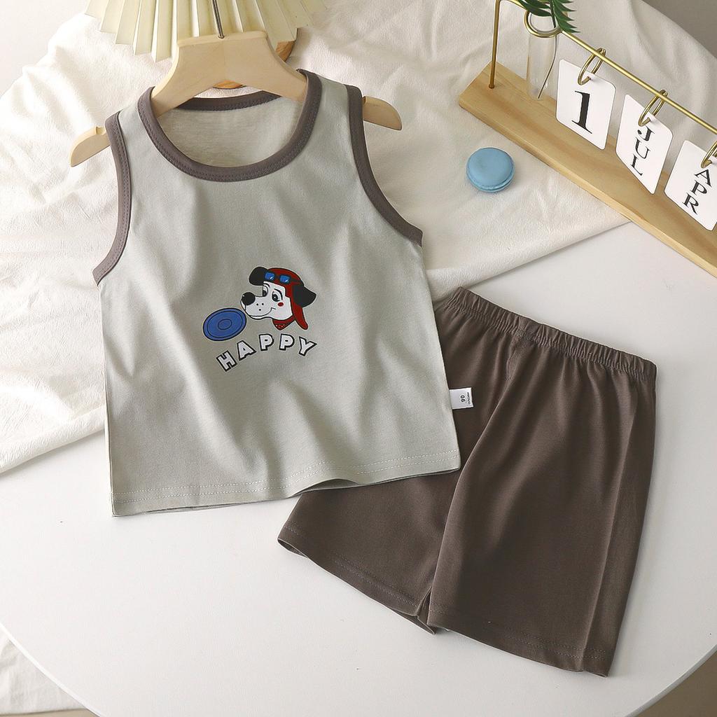Children's Vest Set Boys' Shorts Summer Cotton New Baby Clothes Girls' Summer Clothes Summer Clothes Children's Clothes