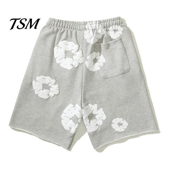 Men Streetwear Beach Pants Summer Shorts Flower Print Drawstring Elastic Waist Loose Pockets Pleated Vacation Sport Casual Homewear Short Beachwear