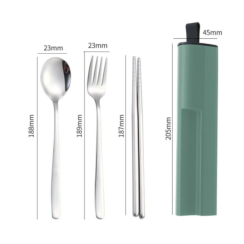 1Set Portable Stainless Steel Cutlery - Fork Spoon Chopsticks With Case Travel Camping Reusable Flatware Utensils Gadgets