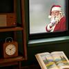 3D Simulation of A Funny Christmas Santa Claus on The Glass Window, with Decorative Stickers for Beautifying The Window.