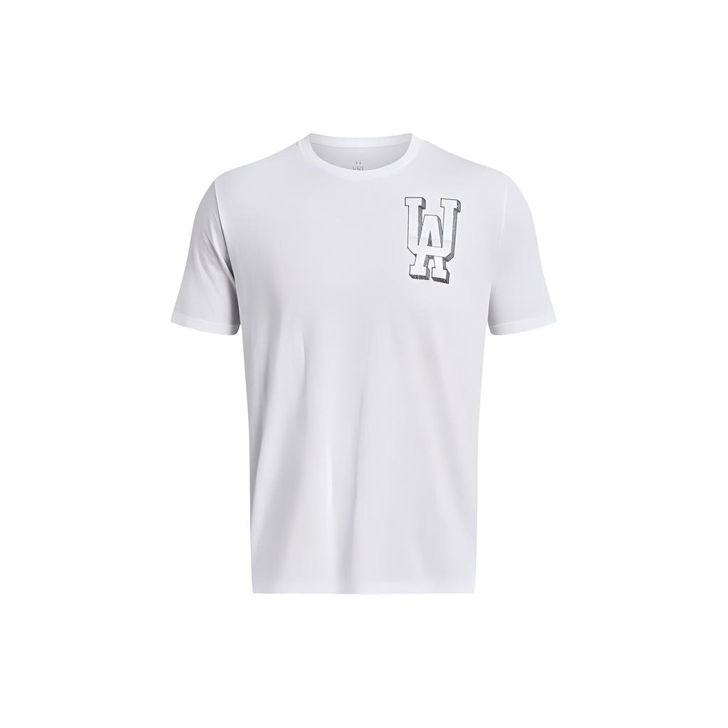 Under Armour Ua Armor Letter Print Crew Neck Short Sleeve T-Shirt Men T-Shirts White 1382832-100
